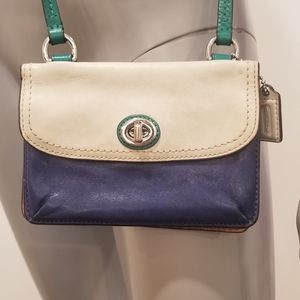 Coach crossbody wallet blue and cream